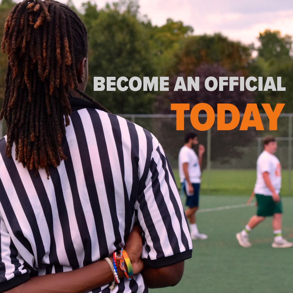 Advertisement for people interested in officiated intramural leagues